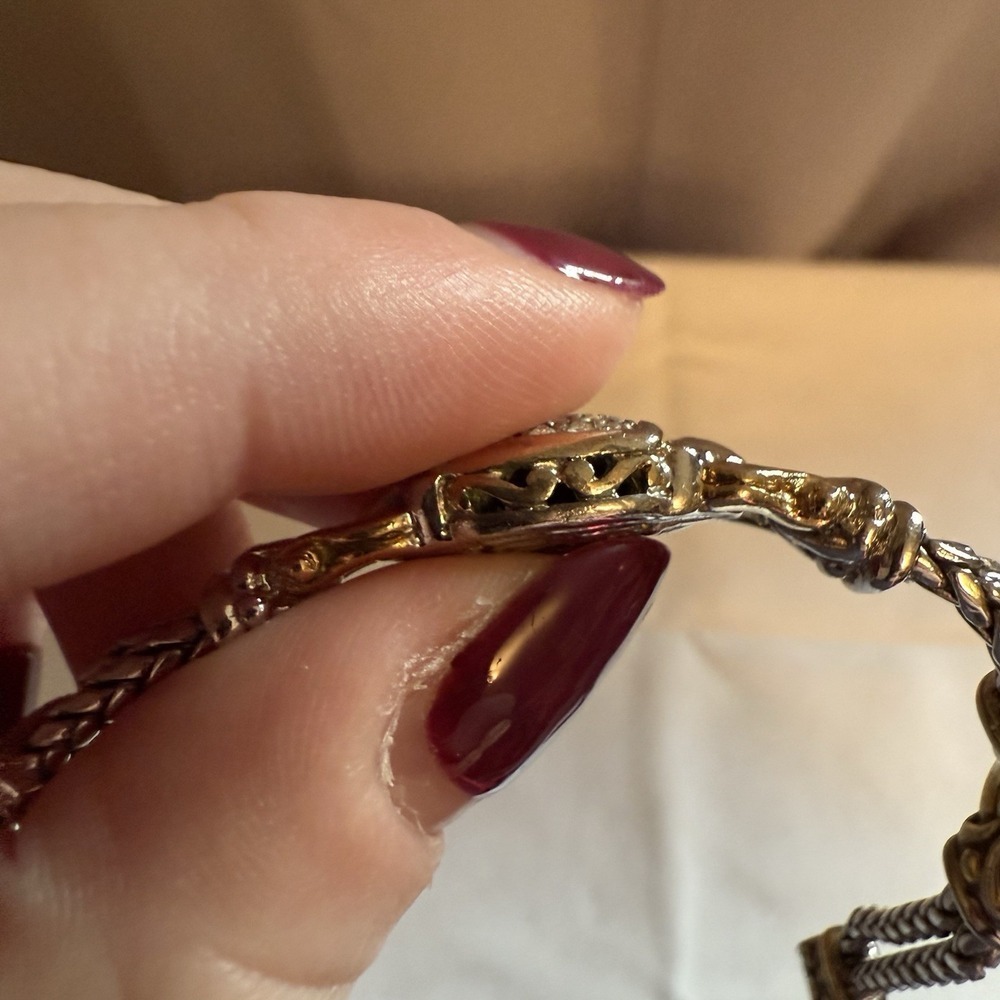 John Mederios Two Tone 2 Strand Locking Bracelet Rhodium Silver And Gold Plated - Picture 3 of 12